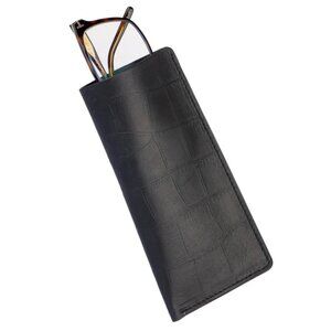 Black Sleek Calfskin Glasses Case – Alligator Pattern Craftsmanship
